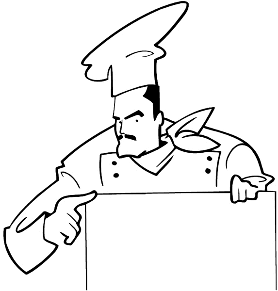 Stern chef with blank sign vinyl sticker. Customize on line. Restaurants Bars Hotels 079-0495